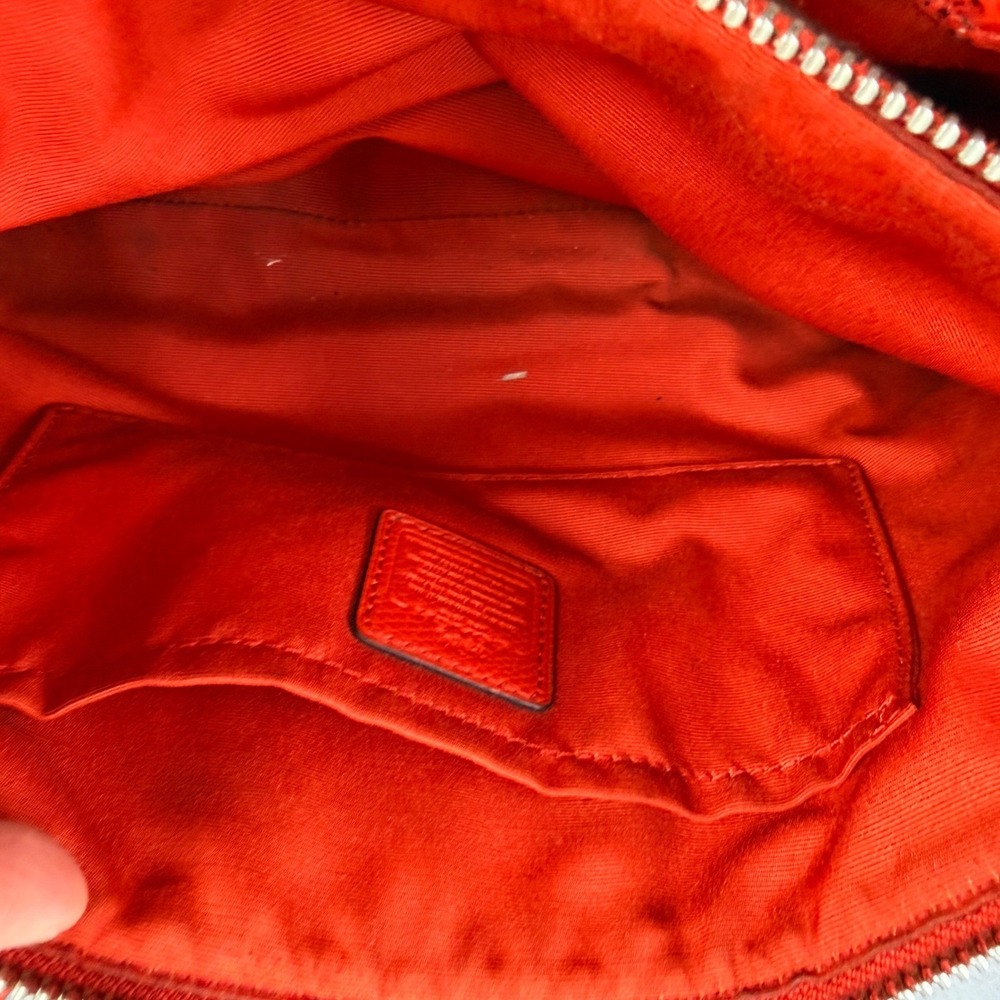 Coach East West Red Floral Rose Print Leather Crossbody Bag Silver Hardware - Picture 4 of 8